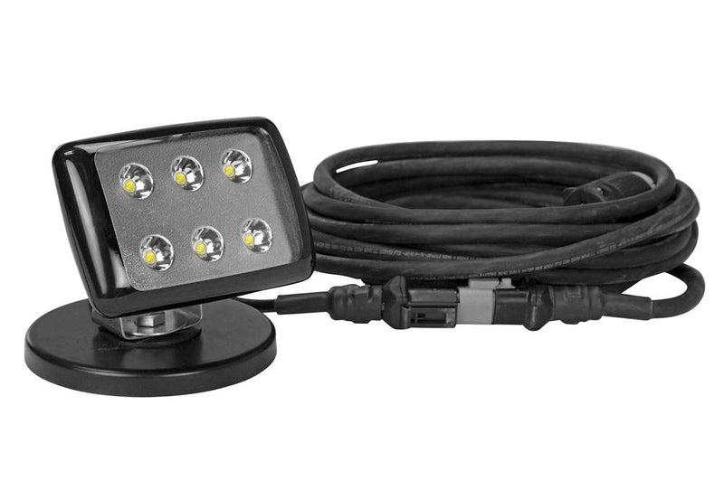 6W LED Flood Light w/ Adjustable 200lb Grip Magnetic Base - 120-240V AC - 25' SOOW Cord