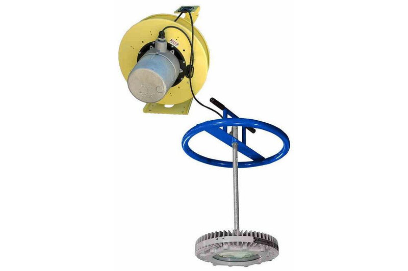 Manhole Mount Explosion Proof LED Fixture w/ 100' Reel - Group B Hydrogen - 36" Drop Tank Nozzle