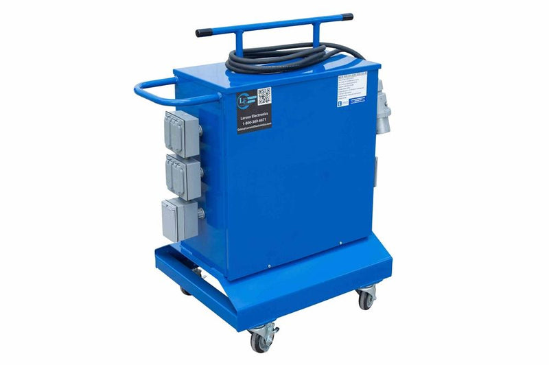 9KVA Portable Power Distribution Spiderbox - 240D to 480D 3-phase - (1) Receptacle, 25' Cord w/ Plug - Powder Coated Steel/Refeer Containers