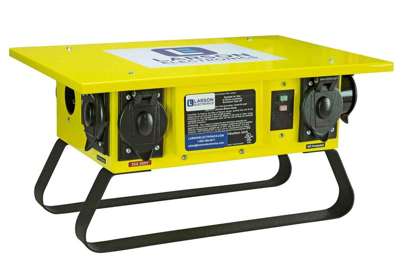 Portable Spider Box - 125/250V Input - (1) CS6375 Input, (1) CS6369 FT, (6) 5-20R GFCI - Aluminum/Safety Yellow