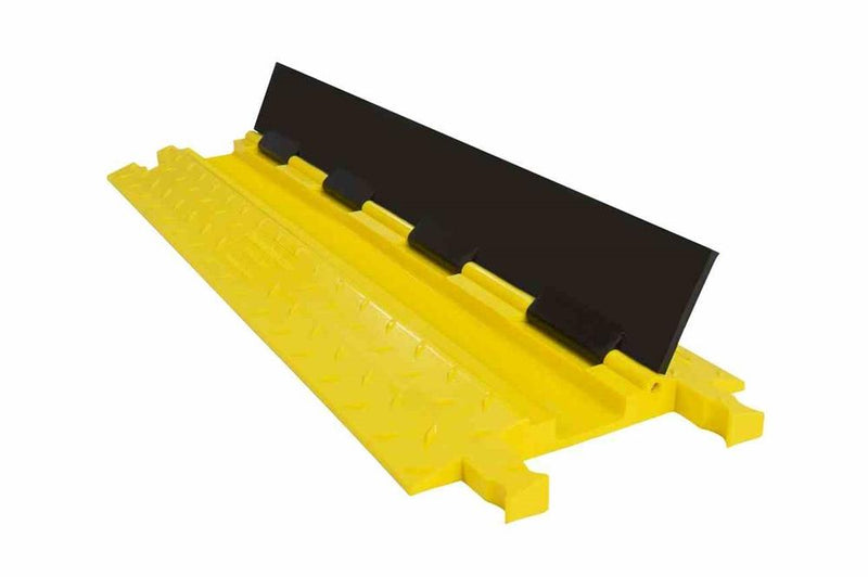 1-Channel Cable Protector Ramp - Accommodates 0.75"OD and Smaller Cables - Polyurethane Construction - Supports up to 16,000 lb Per Axle