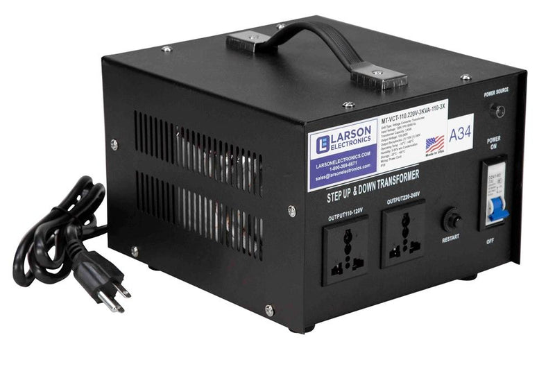 3 KVA Voltage Converter Transformer - 110-220V to 110-220V 1PH - (3) 110V Receptacles