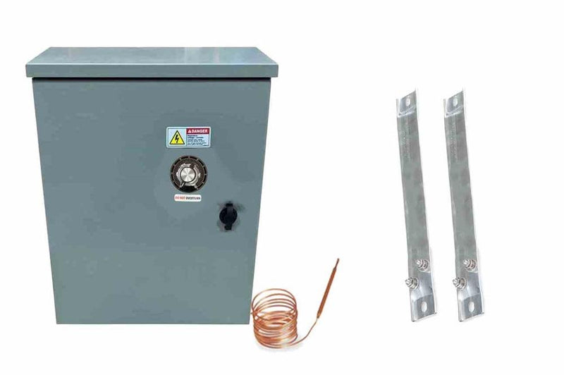1000W Transformer Strip Heater with Thermostat - (2) 500W Heat Strips - Mechanical Thermostat w/ Temp. Probe - 120V AC - Remote Mount Control Panel
