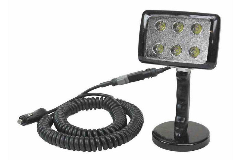 6 Watt LED Light with Magnetic Base - 16 Foot Coil Cord - Handle - 12/24V DC - Magnetic Flood Light