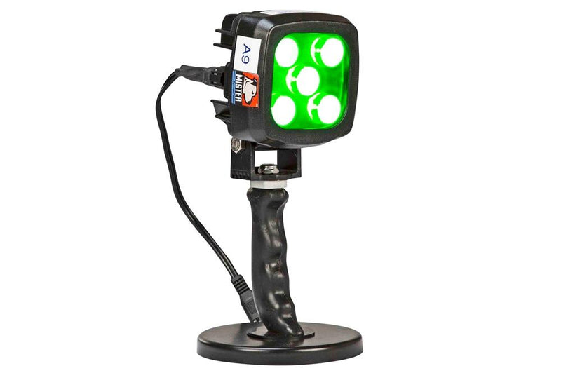 25W Green LED Handheld Hunting Spotlight - 2250 Lumens - 12-24V DC - Magnetic Base - IP67