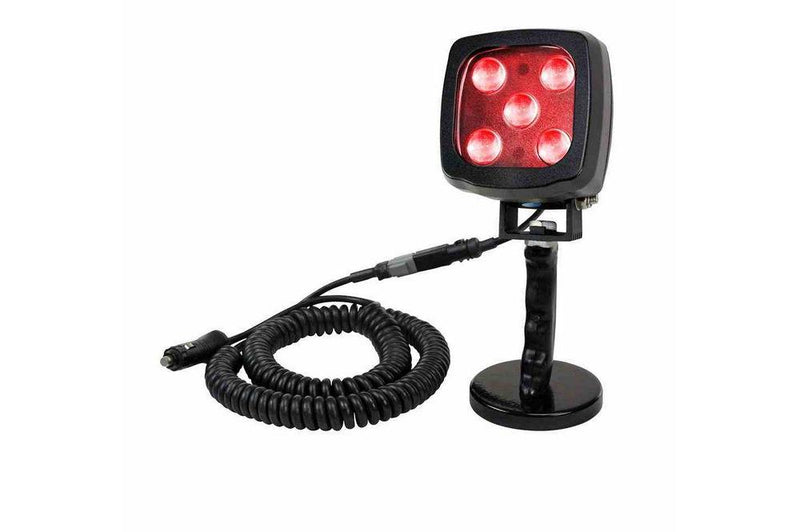 25W Red LED Handheld Hunting Spotlight - 2250 Lumens - 12-24V DC - Magnetic Base - IP67