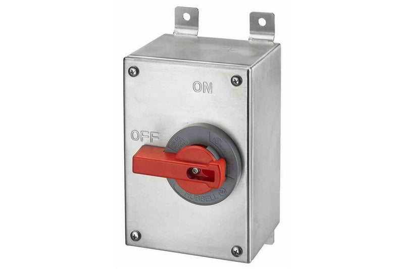 30 Amp Non-Fused Manual AC Disconnect Safety Switch - 600V AC, 3-Pole - 316 Stainless Steel