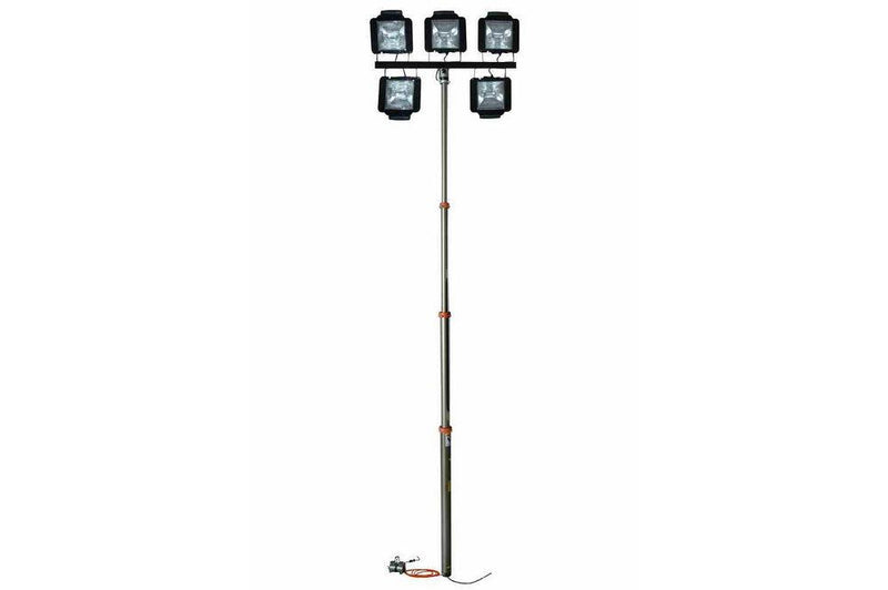 3750 Watt Pneumatic Light Mast - Extends to 13.5 Feet - (5) 750W Quartz Light Heads - Air Powered