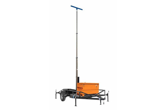 30' Pneumatic Light Mast - 14ft Trailer PV A-Frame Mount - Solar Collector Battery Box - AC Charger