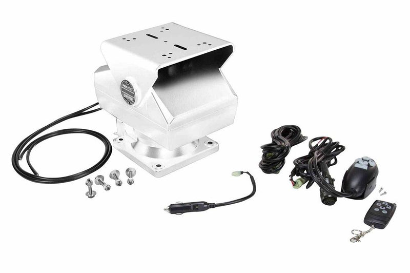 Remote Controlled Pan Tilt Base - Rotates and Tilts with Mounting Plate - White Housing - 60' Harness