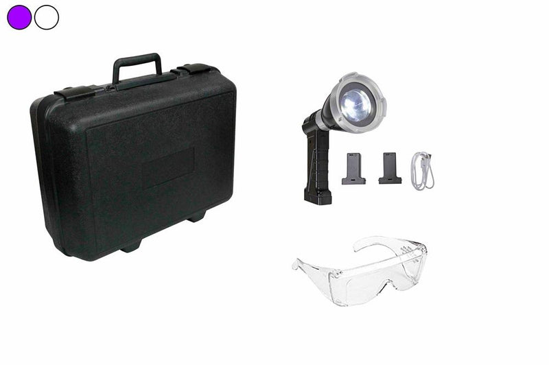 Rechargeable Combination Spotlight Kit - 365nm/5000K White Light - (2) Batteries, Case, Safety Glasses - IP66