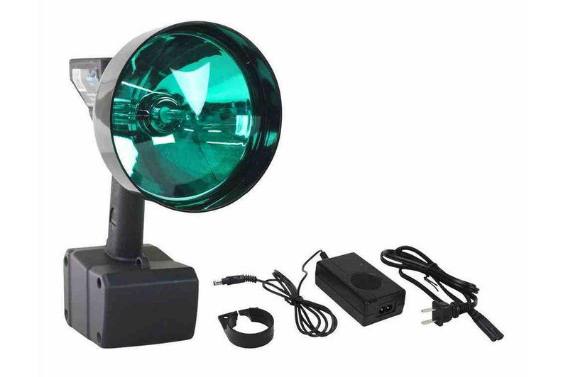 15 Million Candlepower HID Spotlight w/ Green Lens - 1900' Spot Beam - 35 Watt HID - 120V Charger