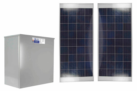 Larson Remote Mount Solar Charge Control Kit - (2) Panels, (8) Li-ion Batteries, (1) Charge Controllers, (2) Mounting Kits - N3R Enclosure