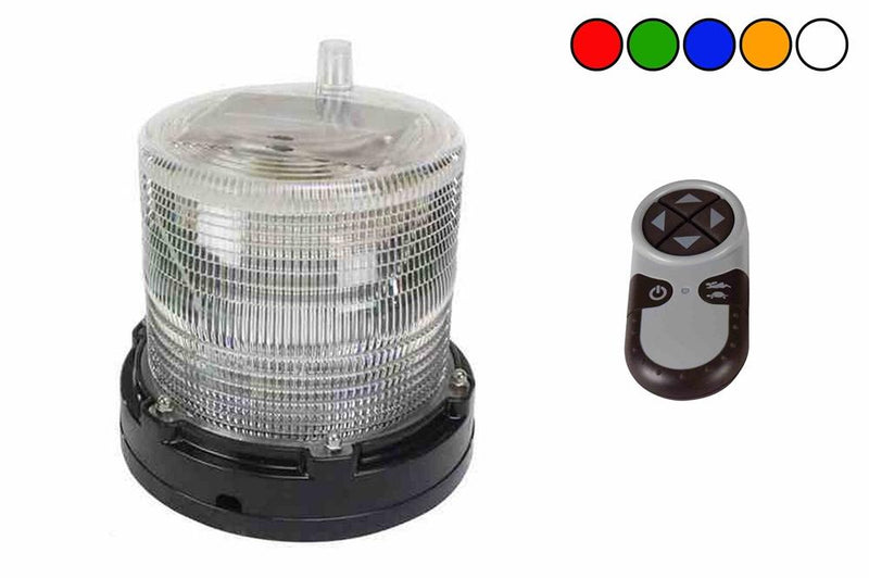 Rechargeable LED Strobing Beacon - Permanent and Magnetic Mount - Wireless Remote 8 Channels - 12V