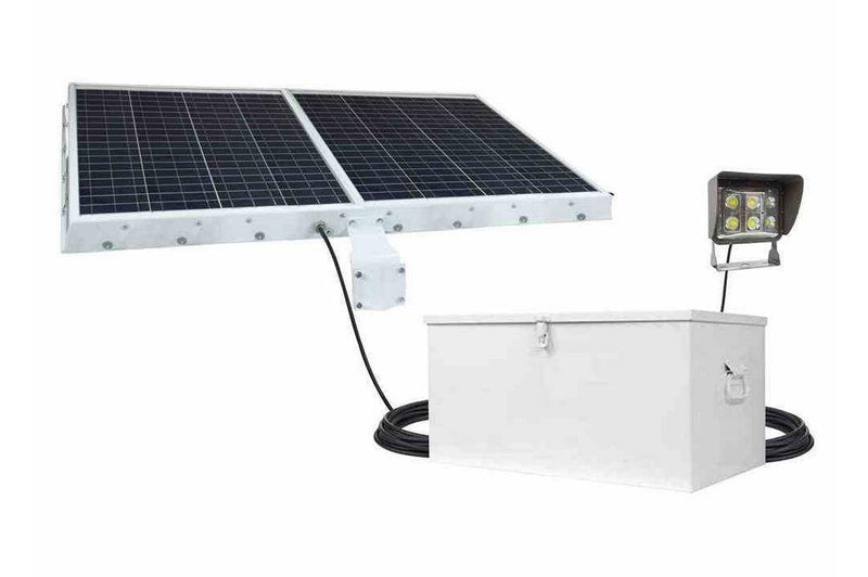 60W Solar Powered LED Flood Light - 5400 Lumens - (3) 100aH SLA - Operation Control - 120W Panel