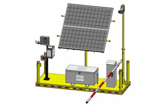 Larson Remote Mount Gate Controller Frame - (2) Towers, Job Box, Conduit Runs - Skid Base - Yellow
