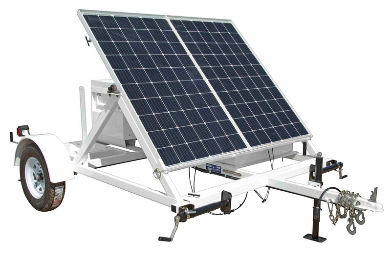 Larson 0.53KW Portable Solar Power Generator - 10' Trailer - Lithium-ion Battery Pack - (1) Job Box - 24V to 240V Inverter w/ (4) L6-20R Receptacles