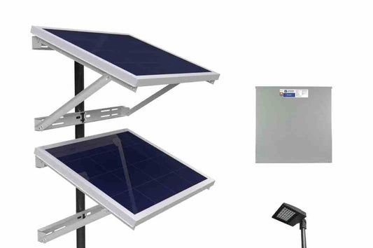 150W Solar LED Street Light - 18,000 lms, Day/Night Sensor - (2) 300W Panels, Inverter - Pole Mount