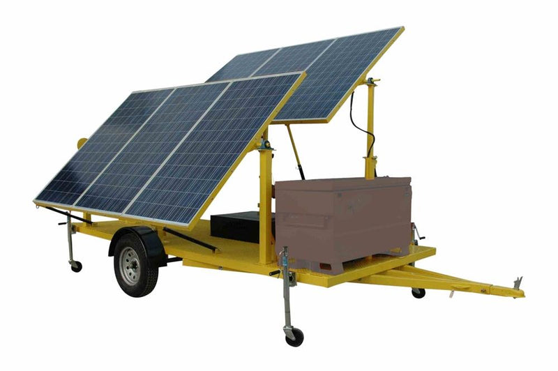 Portable Solar Generator - (6) 300W Panels, 60A CC, 500W Inverter - Trailer Mount, Steel Frame/Stabilizing Jacks