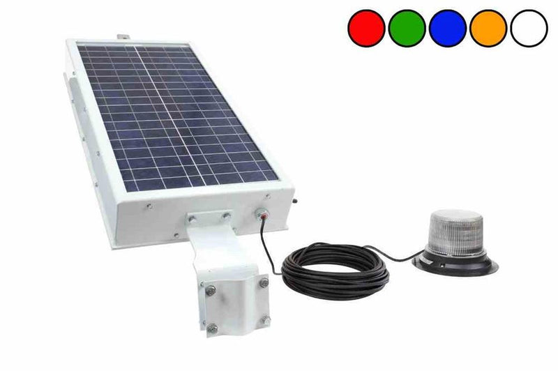 Solar Powered LED Light Beacon - Class I - 24V - (4) 8aH Batteries - 30 Strobing Patterns -150' Cord