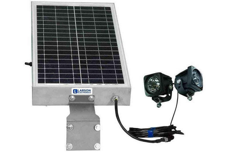 Solar Powered Dual LED Light - (2) 10W Lamps - 12 Hr Run Time - Day/Night Photocell or Motion Sensor