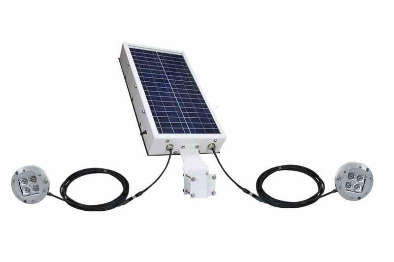 24W Solar Powered Underwater Dual LED Light - 1600 Lumens - 15 Hrs+ Runtime - Waterproof - (2) 20aH Lithium Ion Batteries