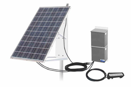 60W Solar Powered LED Light w/ 265W Panel - 12 Hour Run Time - Day/Night Photocell or Motion Sensor