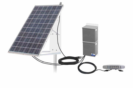 40W Solar Powered LED Light w/ 300W Panel - 12 Hour Run Time - Day/Night Photocell or Motion Sensor - Amber/White Combo