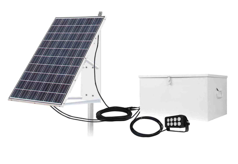 Larson 80W Solar Powered LED Light w/ 265W Panel - (4) 250 aH 12V Batteries - Pole Mount Panel - 40' Cord