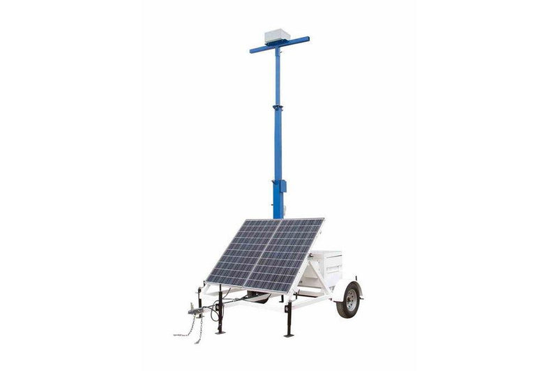 Portable Solar Light Tower - 3-Stage 12' Mast - 7.5' Trailer - (1) Junction Box - No Batteries