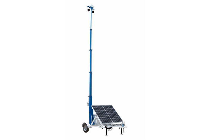 20' Solar Security Tower - 7.5' Trailer - (2) 265W Panels (3) Cameras, 8TB NVR- 4G Router