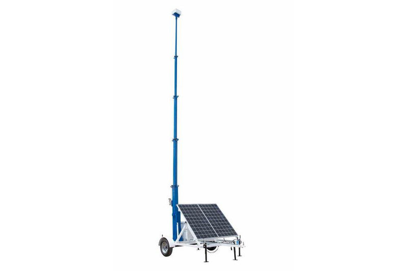 Portable Solar Infrared Light Tower w/ IP Camera - 30' Mast - 7.5' Trailer - 850NM IR - 1TB NVR