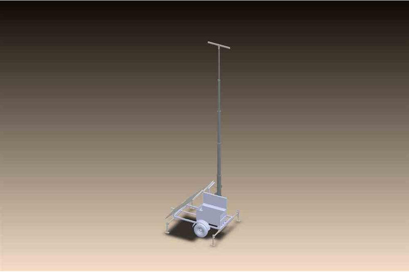 Portable Solar Light Tower - 30' Mast - 8' x 4' Trailer - 12V 200aH Battery Bank - (1) Junction Boxe