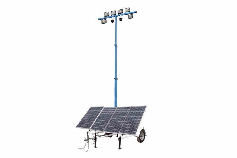 1.06 kW Solar Light Tower - 30' Mast, 7.5' Trailer - (4) LED Lamps, (2) Cameras, (4) LI Batteries - 4G