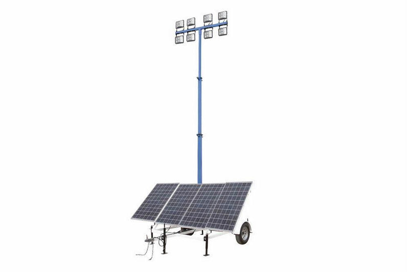 1.06 kW Solar Light Tower - 30' Mast - (8) 60W LED Lamps - (4) 250aH Batteries - Container Capable