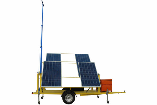 Larson 1.2KW Solar Power Generator with Crank-Up Light Tower Mast - 19' Manual Crank Mast - Trailer Mounted