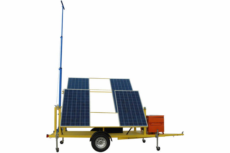 Larson 1.2KW Solar Power Generator with Crank-Up Light Tower Mast - 19' Manual Crank Mast - Trailer Mounted
