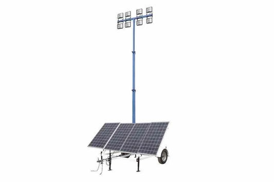 1.2kW Solar Light Tower - 30' Light Tower - 7.5' Trailer - (8) 60W LED Lamps, (3) Cameras - (30) Li-ion Batteries - NDAA