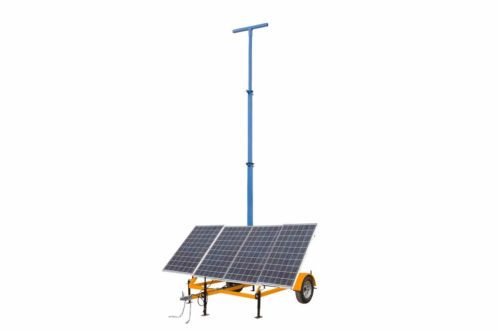 1.2 kW Solar Equipment Tower - 30' Five-stage Mast - 7.5' Orange Trailer - 240aH Lithium-ion Battery Bank