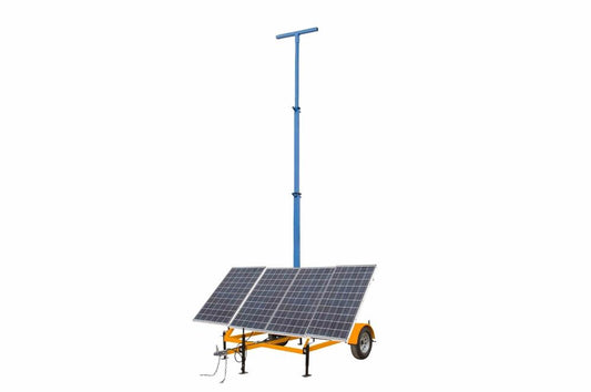 1.2 kW Solar Equipment Tower - 30' Five-stage Mast - 7.5' Orange Trailer - 240aH Lithium-ion Battery Bank