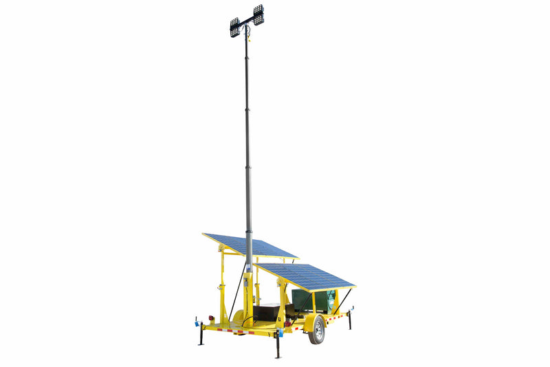 Larson 1.59KW Solar Powered Security Light Tower - (4) 100 Watt LED Lights - Motion Sensor - Pneumatic Mast