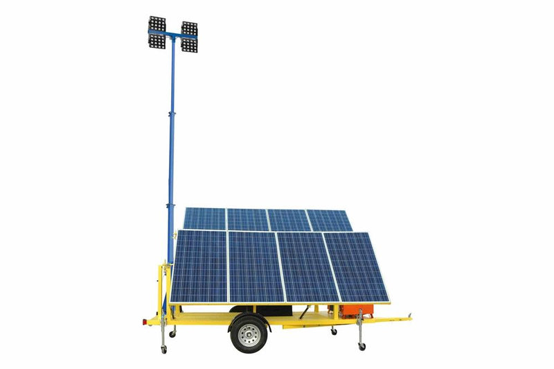 2.4KW Solar Powered Security Light Tower - (8) 120W LED Lights -30' Manual Mast