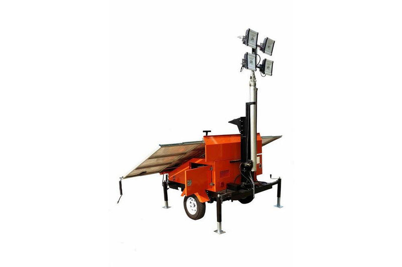 29.5' Solar LED Light Tower - (8) 300W Panels - (4) 150W LED Lamps - (20) 105aH AGM Batteries