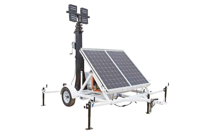 1060 Watt Solar Tower - 30' Mast - (4) 100W Lamps - Backup Diesel Genset - Timer & Dusk/Dawn