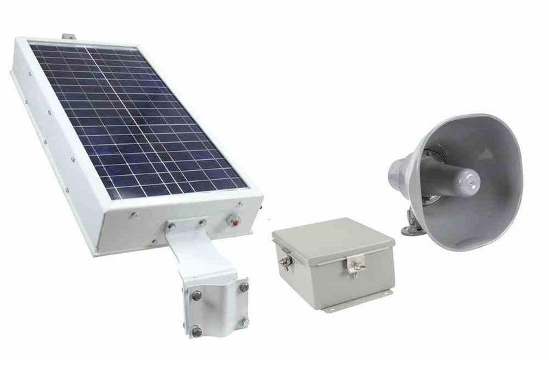 Solar Powered Industrial Horn - 8 Tones, 10 Decibels - 30W Solar Panel - Programmable Timer - N4X