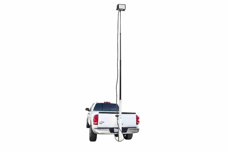 Trailer Hitch Mount LED Light Tower - Telescoping 7.6' to 20' - 150W LED Lamp - Anodized Aluminum