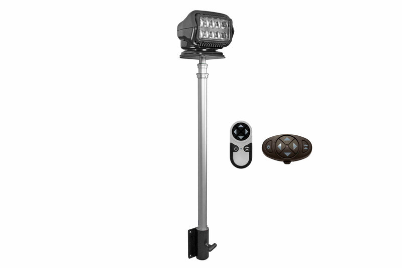 Larson 40W Black Golight Stryker LED Spotlight - Telescoping Pole Mount/Mounting Bracket - (2) Wireless Remotes - 16' Cord