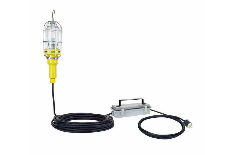 Vapor Proof LED Hand Lamp w/ Inline Transformer VAC to VDC - 10 Watt LED - 100' SOOW Cord