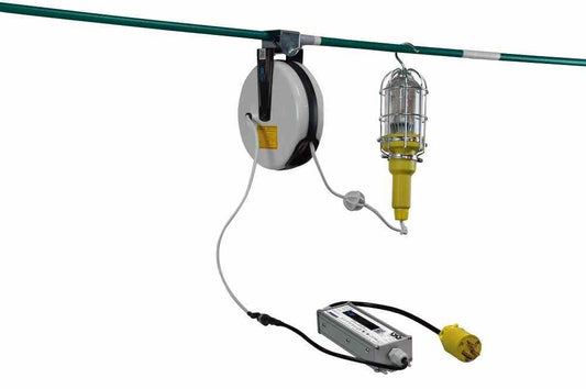 Vapor Proof LED Drop Light with 30' Cord Reel - 10 Watt LED Bulb - 120-277V Stepped down to 24V