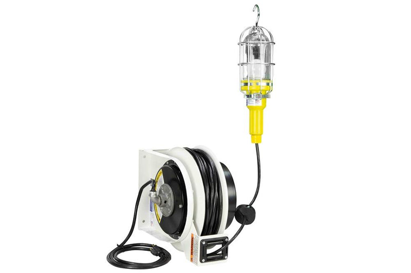 Food Safe Vapor Proof (Waterproof) LED Drop Light w/ Lexan Globe & Cord Reel - 10W Bulb - 50' Reel